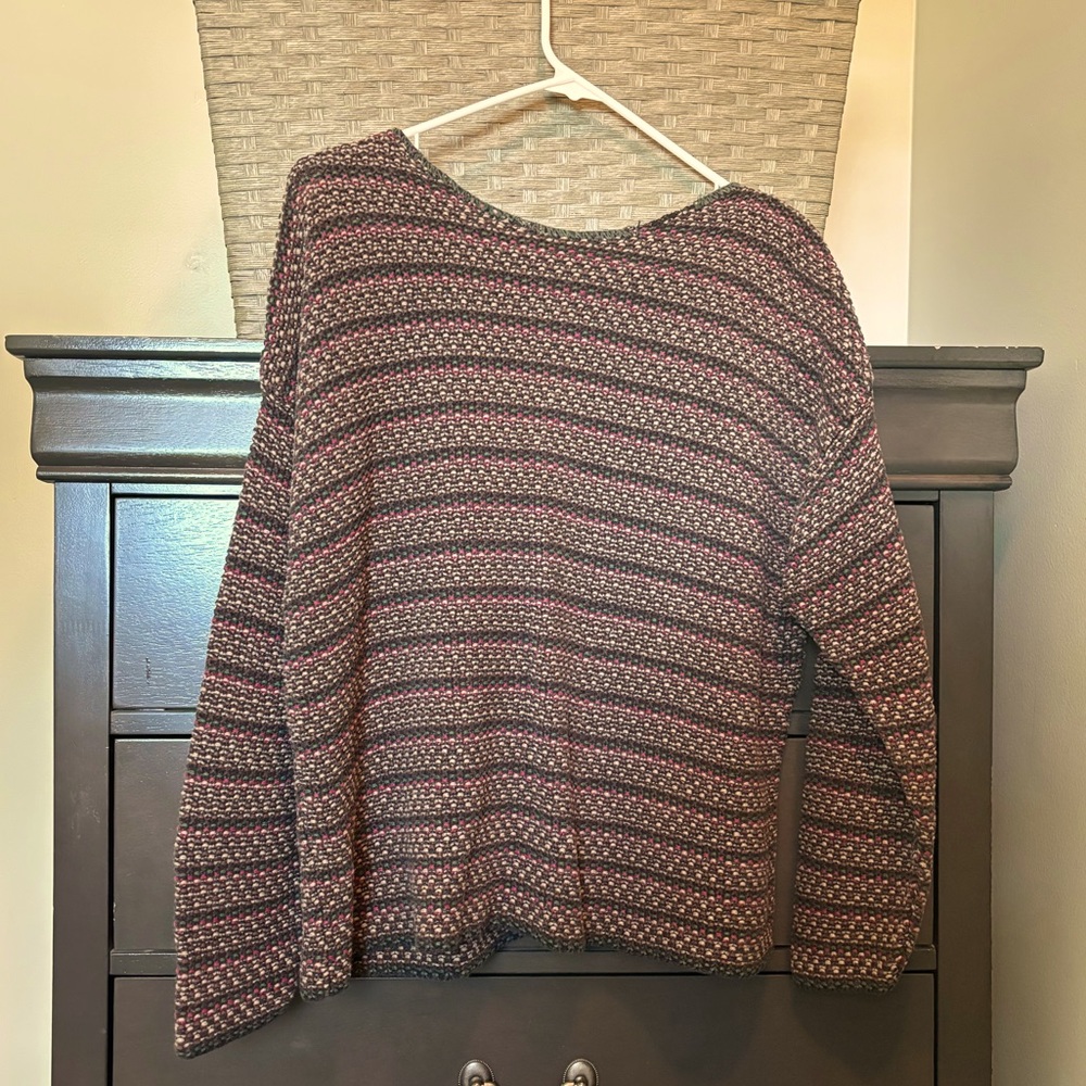 Vintage 90s Express Tricot heavy knit sweater brown pink women MEDIUM Y2K crew